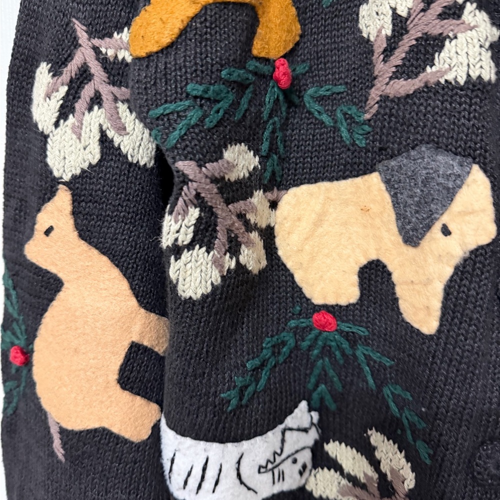 VINTAGE Jodi Blake one of a‎ kind felt animal cardigan sweater size small - Picture 5 of 7
